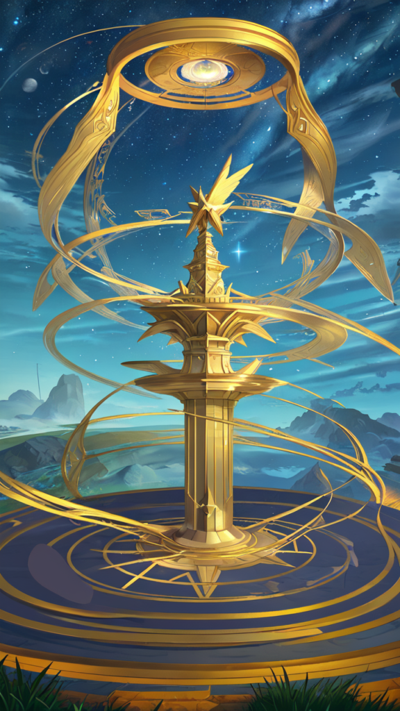 Dreamlike Splendor: Exploring the Golden Fountain at Epsylon Point in Splash Art